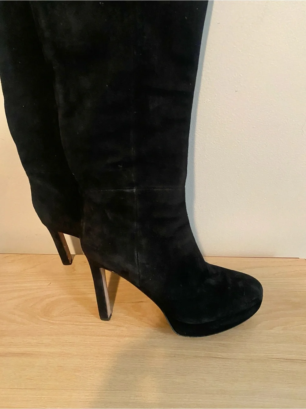 Veronica Beard Black Knee-High Platform Stiletto Boots 7.5